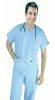 Stretchable Scrub set 6 pocket solid unisex half sleeve (3 pocket top 3 pocket pant) in 35% Cotton 60% Polyester 5% Spandex