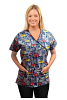 Printed scrub set mock wrap 5