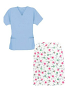 Printed Scrub skirt set 4 pocket ladies half sleeves 