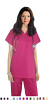 Microfiber Top v neck 1 pocket solid ladies half sleeve (100% POLYESTER) 