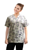 Printed scrub set 4 pocket ladies half sleeve Flower Bouquet 