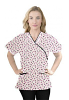 Printed scrub set mock wrap 5 pocket half sleeve