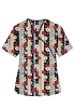 Printed scrub set mock wrap 5 pocket half sleeve