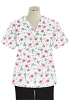 Top v neck 2 pocket half sleeve in Cherry Blossom Print 