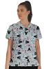 Cat Print Scrub Set 4 Pockets Ladies Half Sleeves