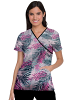 Pink leaves print Scrub Set Mock Wrap