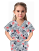 Printed Childrens Scrub Top 2 Pocket Half Sleeve 