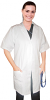 Twill labcoat ladies solid half sleeve plastic buttons