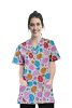 Egg Print Scrub Set 4 Pockets Ladies Half Sleeves