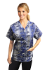 Printed scrub set 4 pocket ladies half sleeve Blue And White Flower