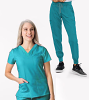 Stretch Ladies Jogger Scrub Set 7 Pockets Half Sleeves