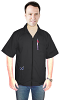 Microfiber Barber jacket with collar 3 pockets (zipper on two bottom pockets) half sleeve with zipper (100 % Polyester Fabric)