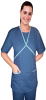 Microfiber Ruffle at neck double crossover style 2 pocket top half sleeve (100% Polyester)