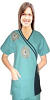 Microfiber Stylish top big golden flower double cross piping top 2 pocket half sleeve (100% Polyester)