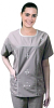 Microfiber Stylish top pearl flower scoop neck contrast piping top with 4 pocket half sleeve (100% Polyester)
