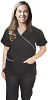 Stretchable Top with mock wrap 3 pkt half sleeve embroidered top  in 35% Cotton 60% Polyester 5% Spandex
