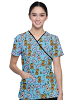 Pooh Printed Top mock wrap 3 pocket half sleeve