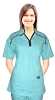 STYLISH TOP Small White Flower M Style Collar 2 Pocket Ladies Scrub Top