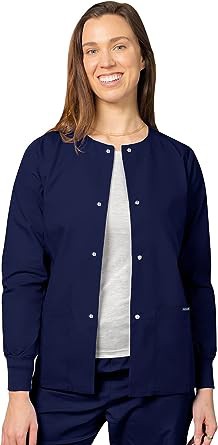 Unisex Full Sleeves Scrub Jacket with Rib & Snap Buttons $7.25