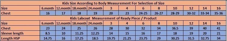 Size chart