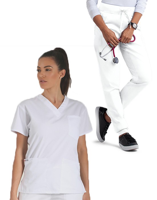 Microfiber Stretch Jogger Scrub Set 4 pocket solid ladies half sleeve top 2 pocket and pant 1 cargo pocket 1 back pocket in 97 POLYESTER 3 SPANDEX in 10 Colors