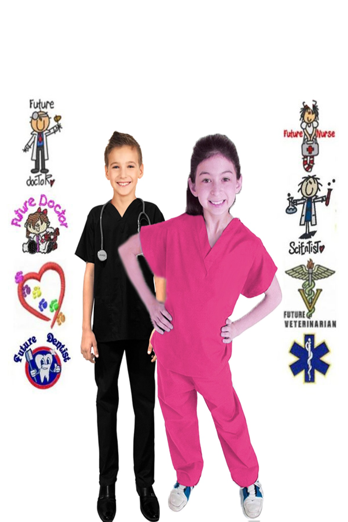 Doctor costume for kids Scrubs pants with accessories set toddler 5-6T Pink