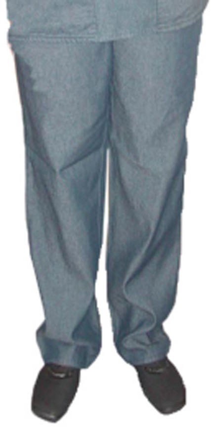 Denim scrubs normal pant with elasticated twill drawstring (white) with 2 side pockets.