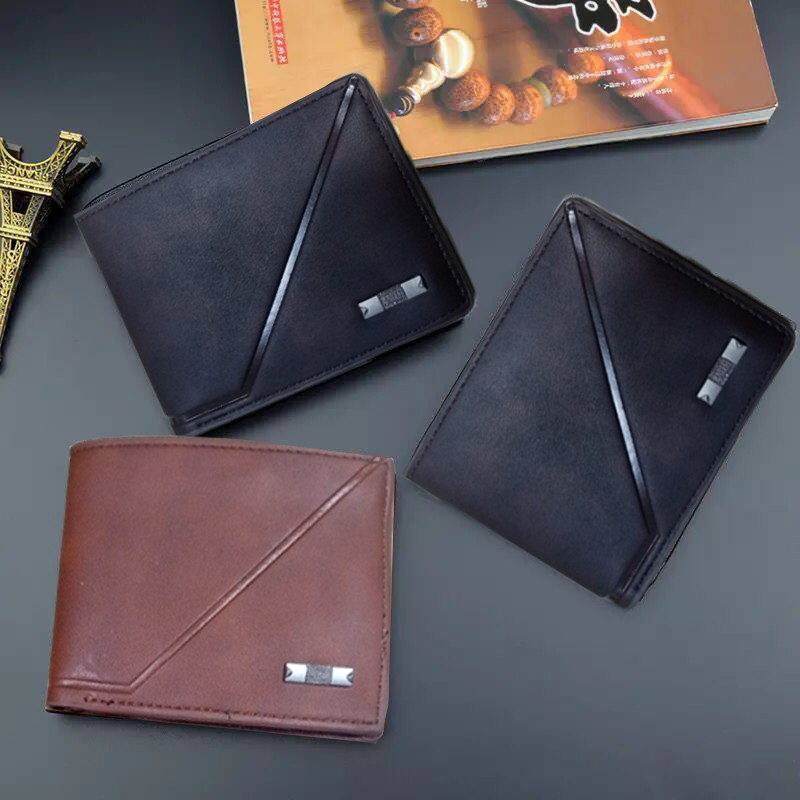 Men's Wallet Short Multi-card Coin Purse Bifold Fashion Casual Wallet PU Leather In Random Color