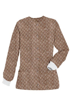 Jacket 2 pocket printed unisex full sleeve in Small Brown Flower Print with rib (100% Polyester Fabric)