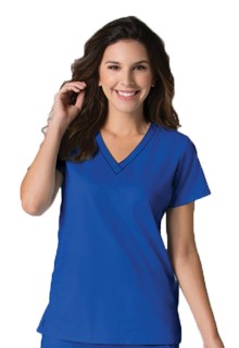 Stretchable Top v neck without pocket solid half sleeve ladies in 35% Cotton 63% Polyester 2% Spandex