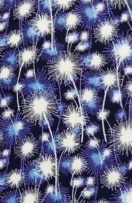 Blue Fire Work Print Loose Fabric Width 64 Inch (65% Polyester & 35 Cotton ) Per Meter