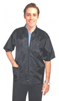 Barber jacket with collar 3 pocket half sleeve with zipper (nylon fabric) 100 perc polyster