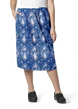 Cargo pockets ladies skirt in Blue with Pink Classical Print