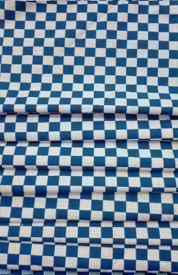 Blue Square Print Loose Fabric Width 64 Inch (65% Polyester & 35 Cotton ) Per Meter