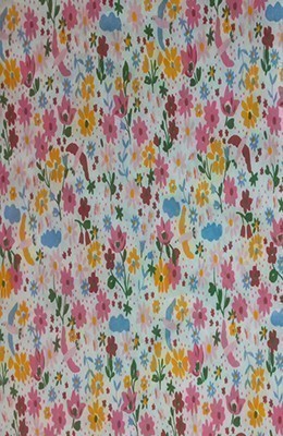 Multi Flower Print Loose Fabric Width 64 Inch (65% Polyester & 35 Cotton ) Per Meter