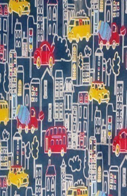 Building And Bus Print Loose Fabric Width 64 Inch (65% Polyester & 35 Cotton ) Per Meter
