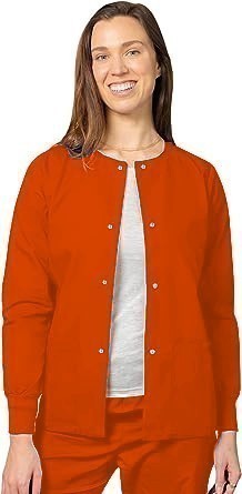 Scrub Jacket without Pocket Solid Unisex Snap Button Full Sleeve With RIB