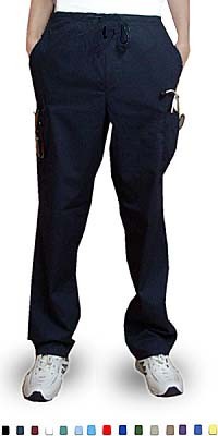 Clearance Stretchable Pant 6 pocket 2 side pocket 2 cargo pocket with cell phone pocket 1 back pocket half elastic waistband unisex in 35% Cotton 63% Polyester 2% Spandex Size M