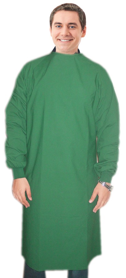 New Stretchable Doctor gown in full sleeve with rib Back-open tie-able in Cut N Sew Style (35% Cotton, 60% Polyester, 5% Spandex)