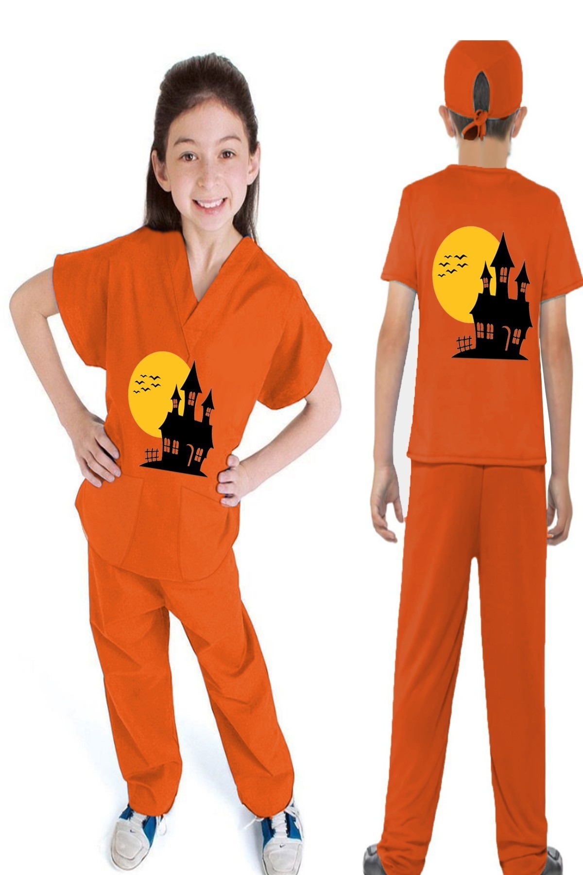 Halloween Dress Up KIDS SET  3 pocket half sleeve (top 2 pocket with bottom 1 pocket) with FREE PRINTED LOGO