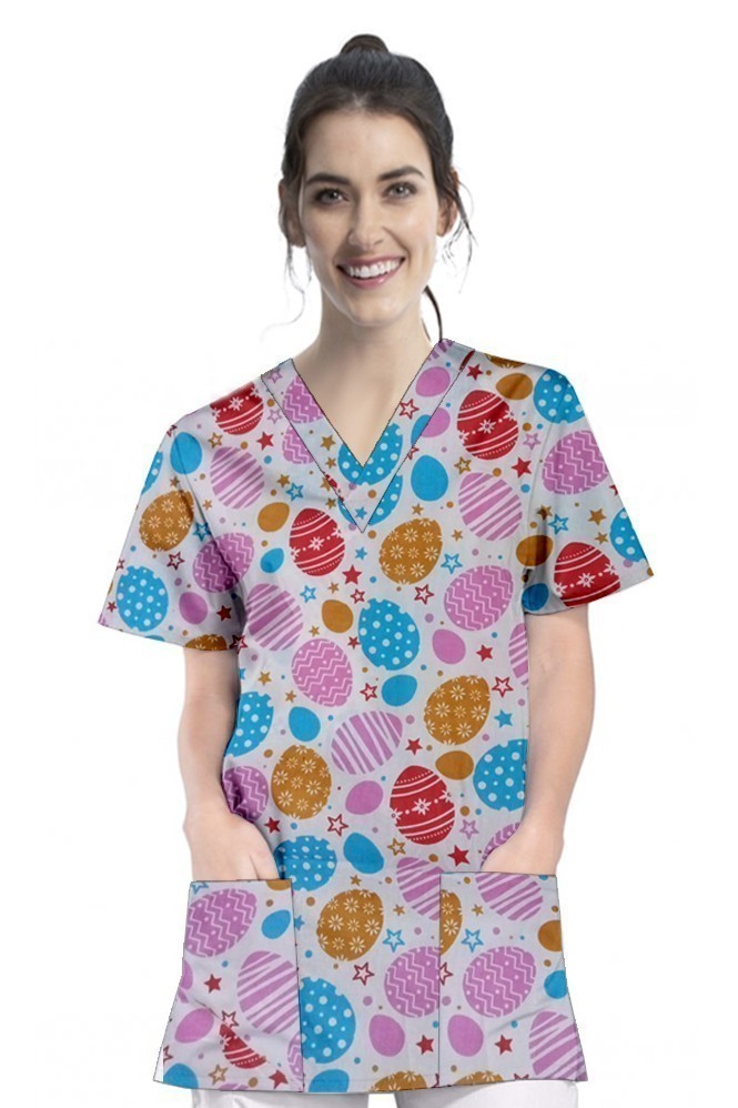 Celebration printed Top V Neck 2 Pocket Half Sleeve ladies