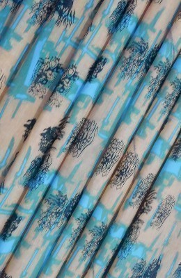 Turquoise and Black Obstract art Print Loose Fabric Width 64 Inch (52% Polyester & 48  Cotton ) Per Meter