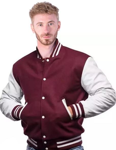 Unisex Baseball Varsity Coat Style Jacket for Men 2 Pockets Full Sleeves with Rib