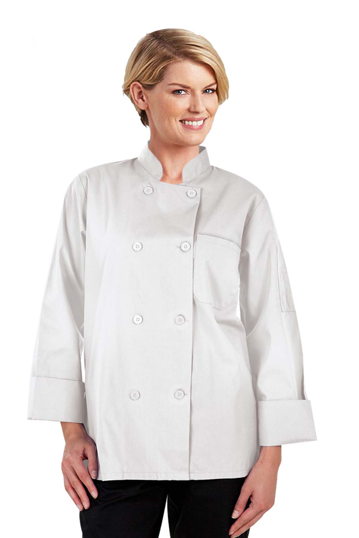 Chef Coat Women's in Canvas Fabric (5 OZ) Full Sleeve With 1 Chest pocket and 1 Sleeve Pocket - Button Front Closure