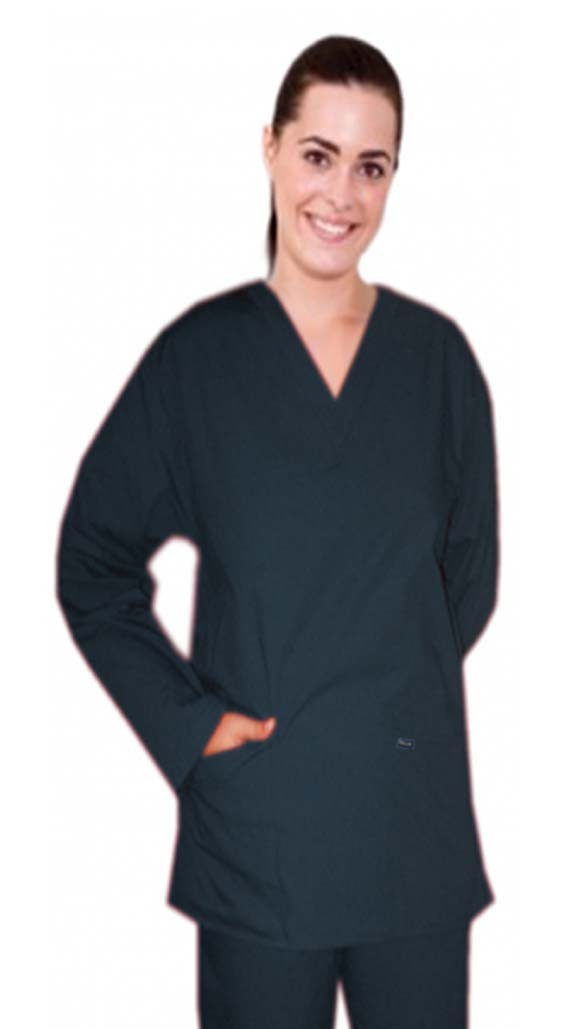 Stretchable Scrub set 4 pocket solid full sleeve ladies (2 pocket top and 2 pocket pant) in 35% Cotton 60% Polyester 5% Spandex