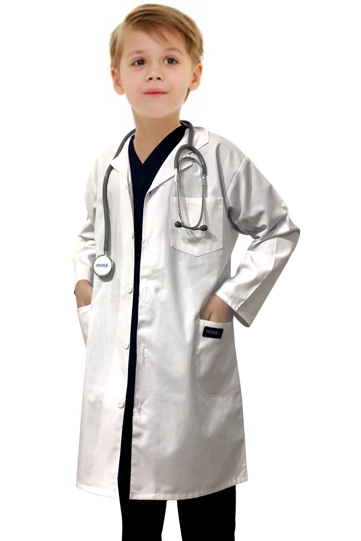 Only For USA Customers Clearance Children's / kids labcoat 3 pocket full sleeve in poplin fabric with Plastic Buttons