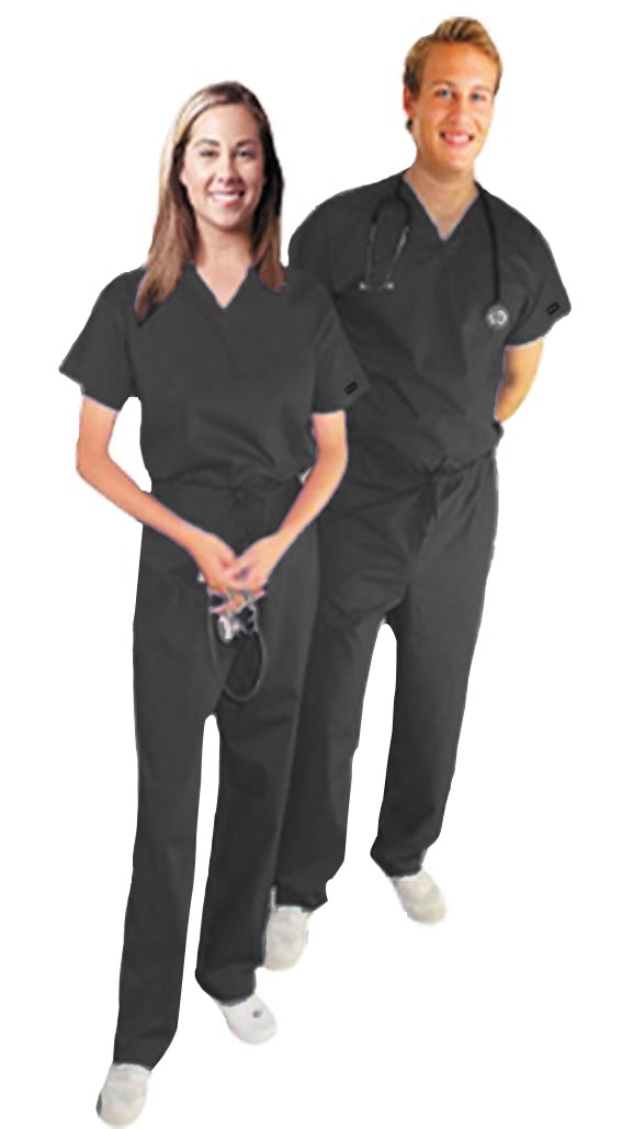 Stretchable Scrub Set 2 Pocket Normal Unisex Solid Half Sleeve (Top 1 Pocket with Bottom 1 Pocket) in 35% Cotton 63% Polyester 2% Spandex