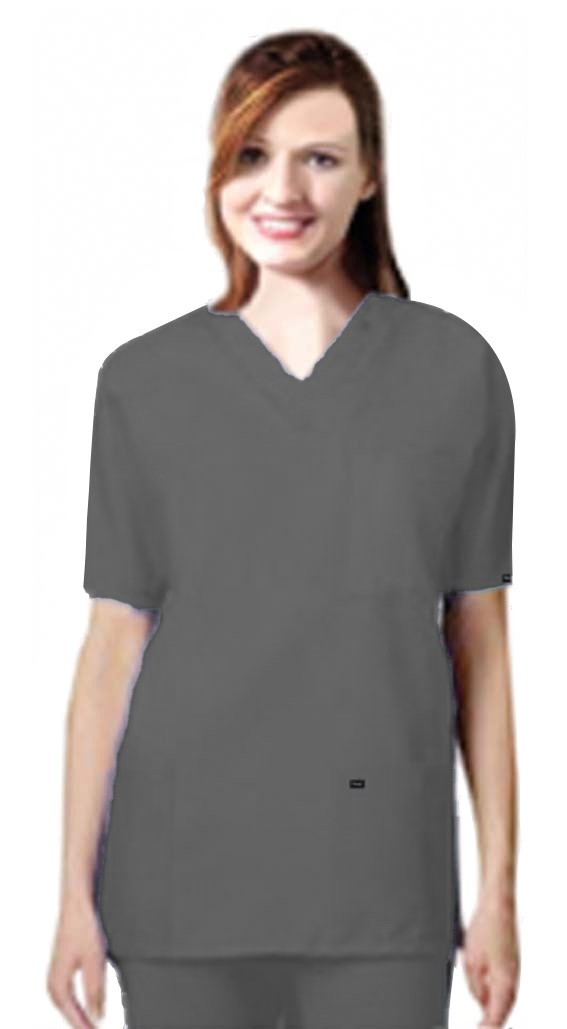 Stretchable Scrub set 9 pocket unisex solid half sleeve (3 pocket top 6 pocket pant elastic with drawstring) in 35% Cotton 60% Polyester 5% Spandex