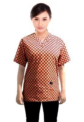 Printed scrub set 4 pocket ladies half sleeve Red Square Print (2 pocket top and 2 pocket black pant)