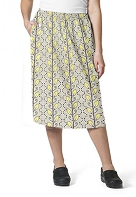Cargo pockets ladies skirt in Yellow petal and Grey print 